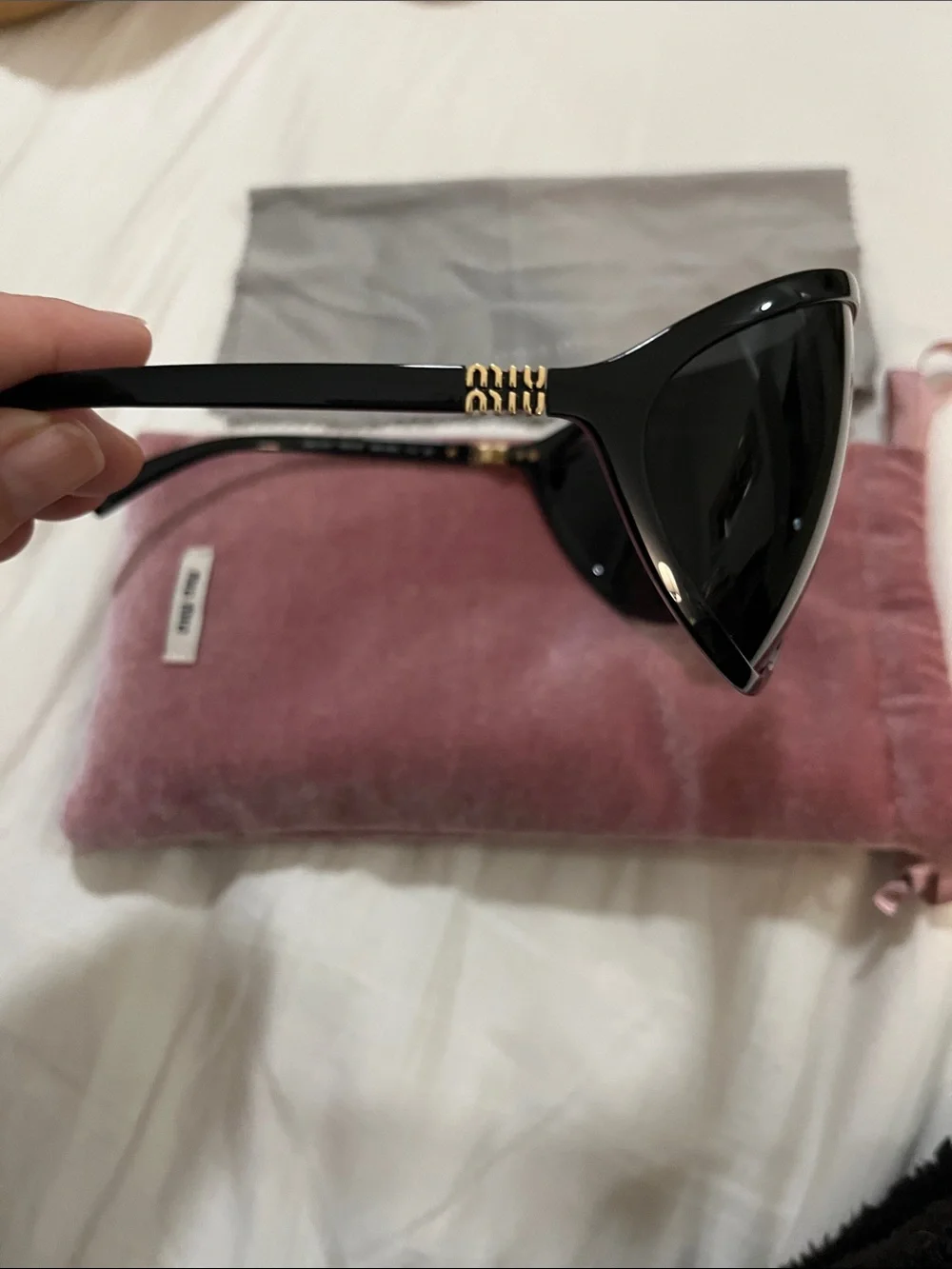 Miu Miu Black Runway Sunglasses slate gray lenses